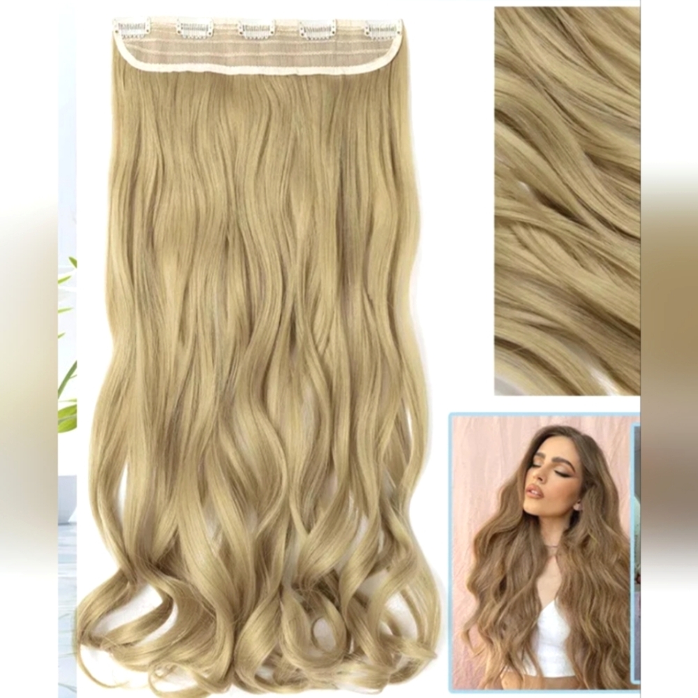 💗 (1) New Blonde Wavy Hair Extension Synthetic One Piece